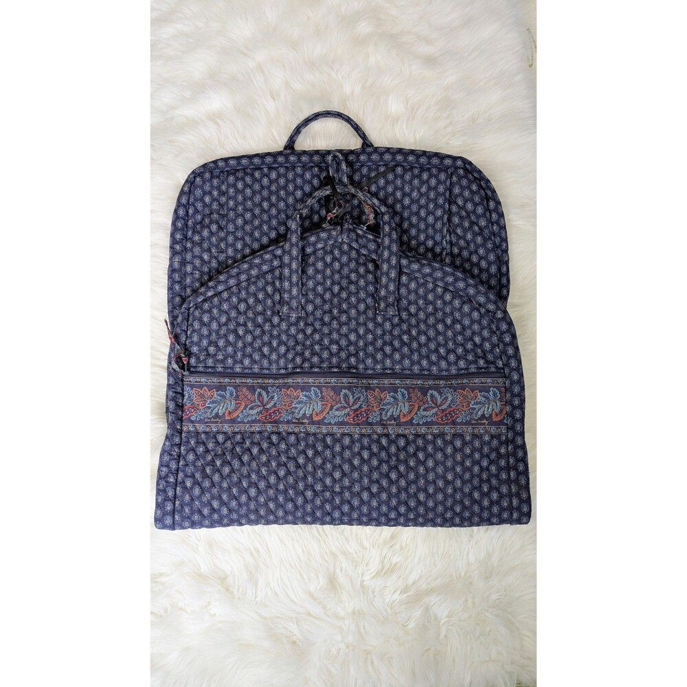 Vera Bradley Classic Navy Hanging Garment Bag Retired 1998 Quilted Suit Carrier